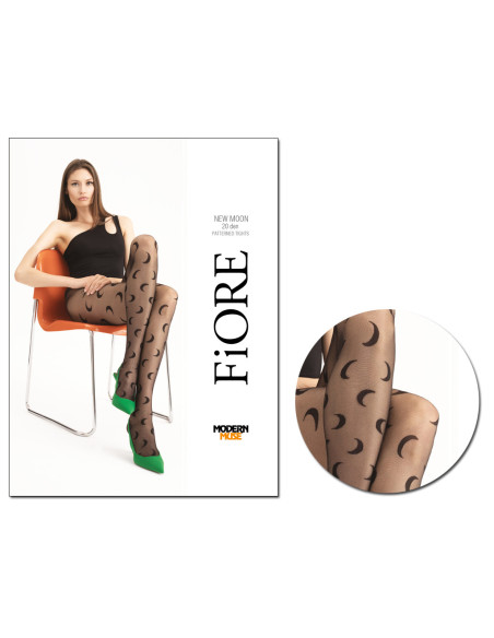 Collants noirs 20den avec des croissants noirs - 3