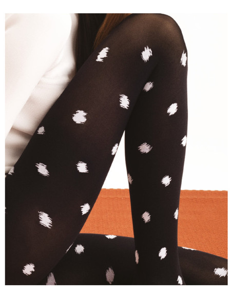 Schwarze Strumpfhose mit weißen Flecken 60den - 2