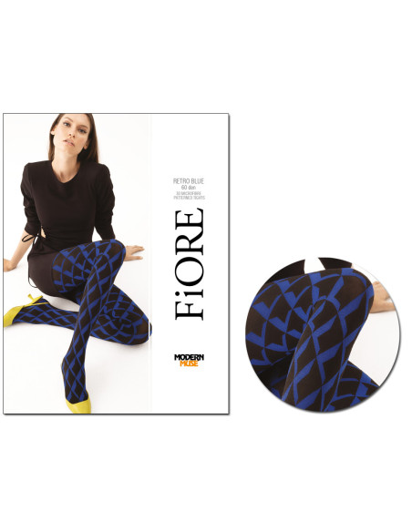 Tights 60den retro pattern navy blue and black - 3 Tights 60den retro pattern navy blue and black - 3