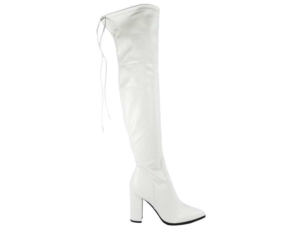 Weiße matte Overknee-Stiefel aus Ökoleder - 1