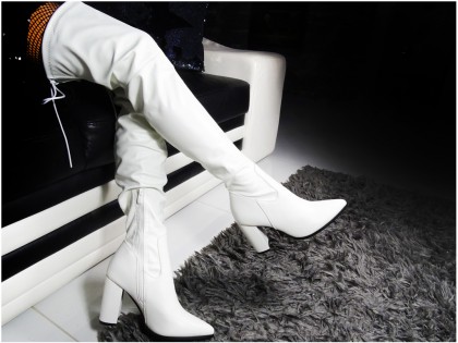 White mat over-the-knee boots eko leather - 2
