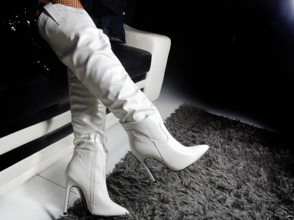 High white matt leather eco boots - 2