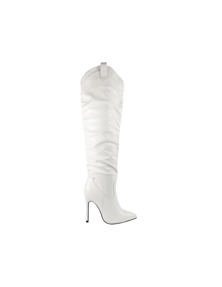 Bottes hautes en cuir écologique blanc mat - 1