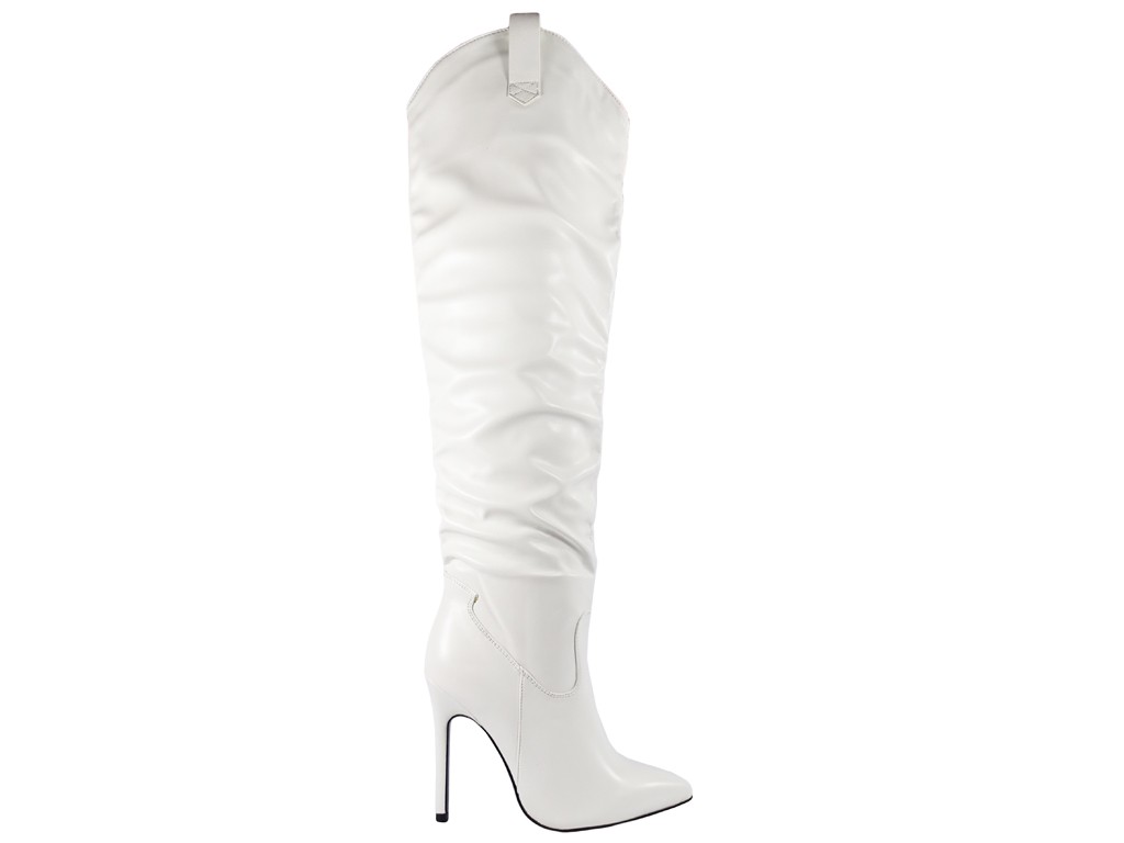 High white matt leather eco boots - 1