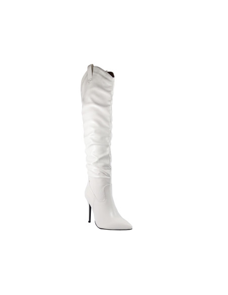 High white matt leather eco boots - 3