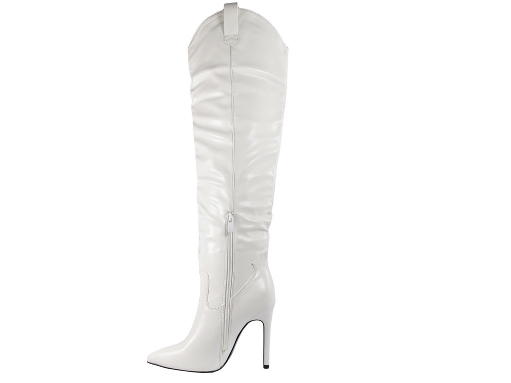 High white matt leather eco boots - 4