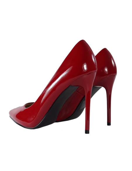 Kirschrote Damenstilettos aus Ökoleder - 2