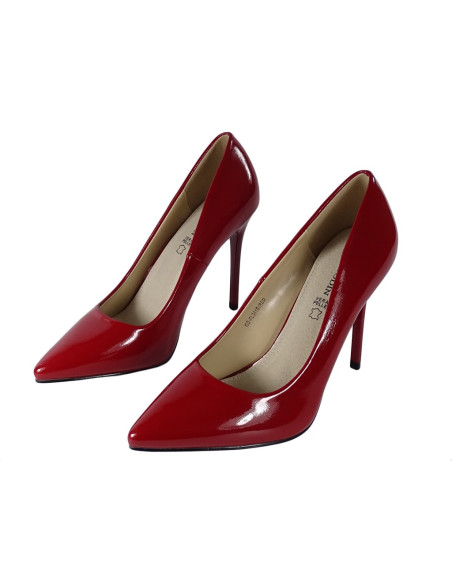 Kirschrote Damenstilettos aus Ökoleder - 3