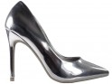 Stříbrné kovové zrcadlové dámské jehlové boty - 1