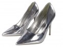 Ezüst metál tükrös női tűsarkú cipő - 5