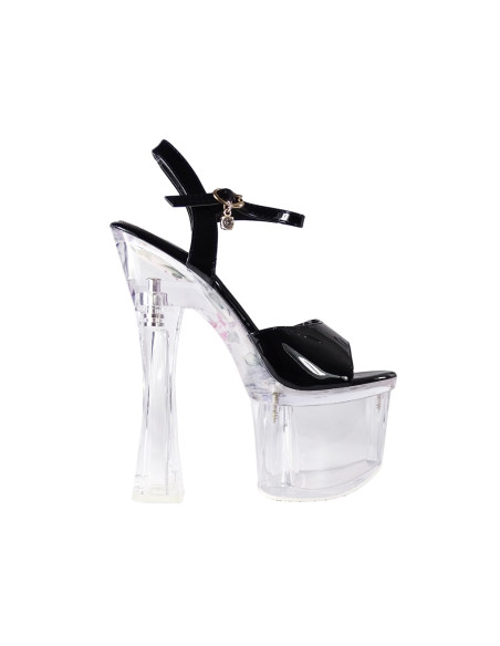 Black platform shoes glass stable heel - 1