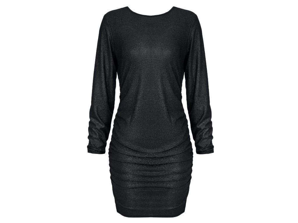 Schwarzes glitzerndes tailliertes Kleid - 1