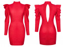 Czerwona dopasowana sukienka z bufkami - 3
