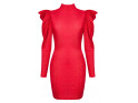 Czerwona dopasowana sukienka z bufkami - 1