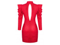 Czerwona dopasowana sukienka z bufkami - 2