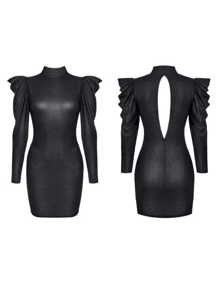 Schwarzes Hochglanzkleid mit Büffeln - 3