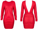 Raudona blizganti mini suknelė be nugaros - 3