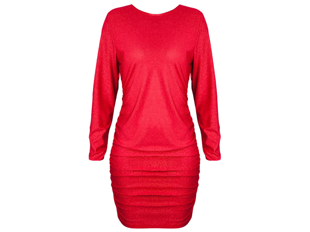 Czerwona błyszcząca sukienka mini bez pleców