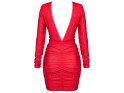 Raudona blizganti mini suknelė be nugaros - 2