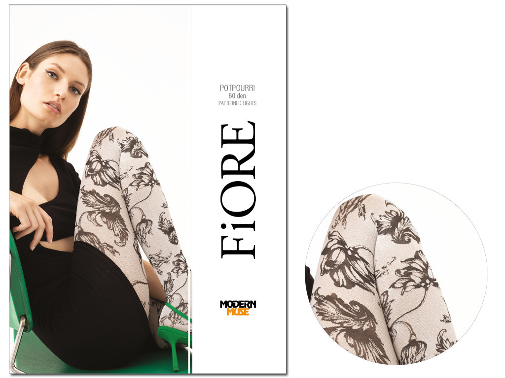 Damenstrumpfhose 60den mit Blumen - 3