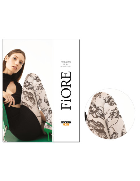 Women's tights 60den with flowers - 3 Women's tights 60den with flowers - 3