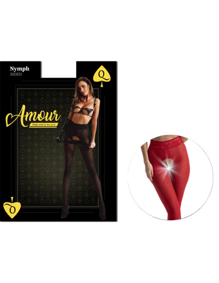 Czarne rajstopy open crotch kabaretki wzór - 4