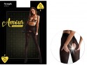 Black open crotch tights cabaret pattern - 4