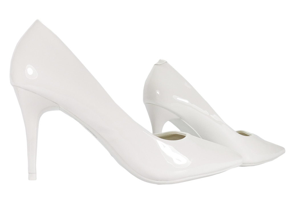Talons aiguilles de mariage en laque blanche - 3