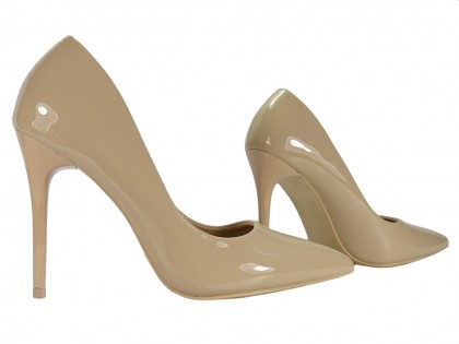 Women's beige stiletto heels - 3