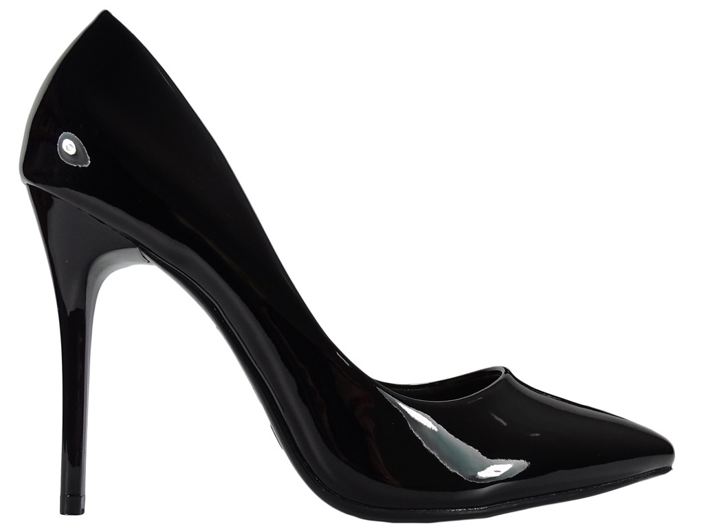 Czarne szpilki damskie zgrabne buty - 1