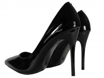 Women's black stilettos slick shoes - 2