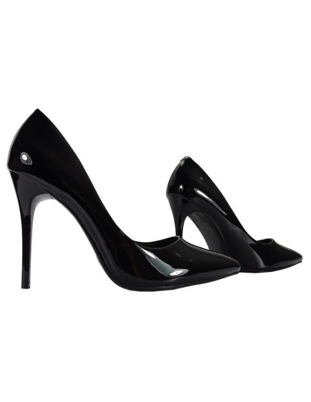 Women's black stilettos slick shoes - 4
