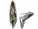 Pantofi stiletto argintii cu oglinzi pentru femei - 4