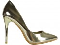 Light gold mirrored women's stilettos - 1