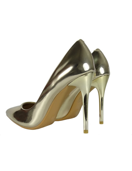 Gaiši zelta spoguļstikli sieviešu stilettos - 2