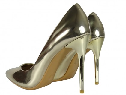 Light gold mirrored women's stilettos - 2