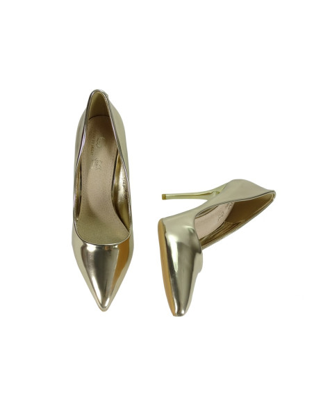 Light gold mirrored women's stilettos - 4