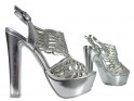 Platform sandals silver stiletto heels - 3