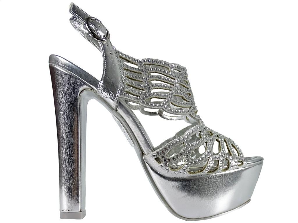 Platform sandals silver stiletto heels - 1
