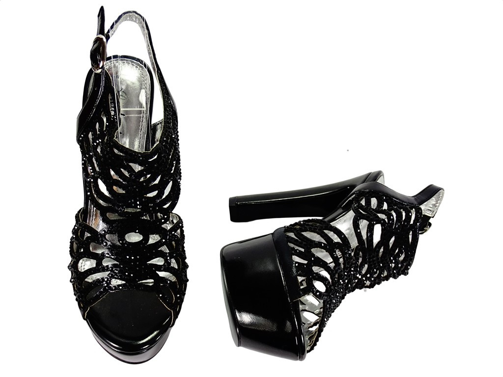 Schwarze Damen Plateau Sandalen Schuhe - 4