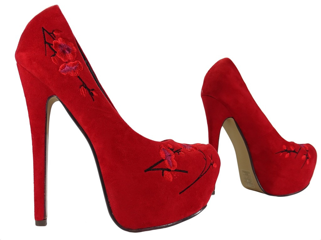 Red suede platform stilettos - 3