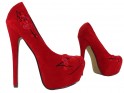 Червоні замшеві туфлі на платформі - 3