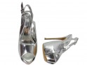 Silver platform stilettos open toe mirror - 4