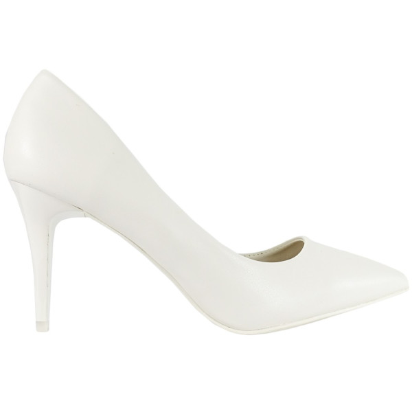 Weiße matte Eko-Leder-Hochzeitsstilettos - 1