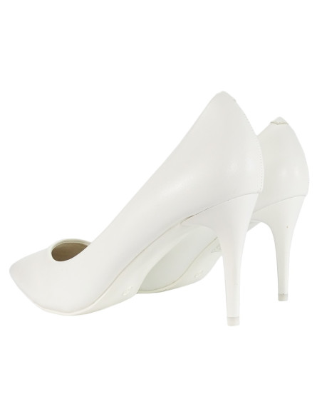 Weiße matte Eko-Leder-Hochzeitsstilettos - 2