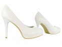 Pantofi stiletto cu platformă netedă albă mată - 3
