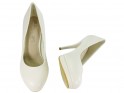 Pantofi stiletto cu platformă netedă albă mată - 4