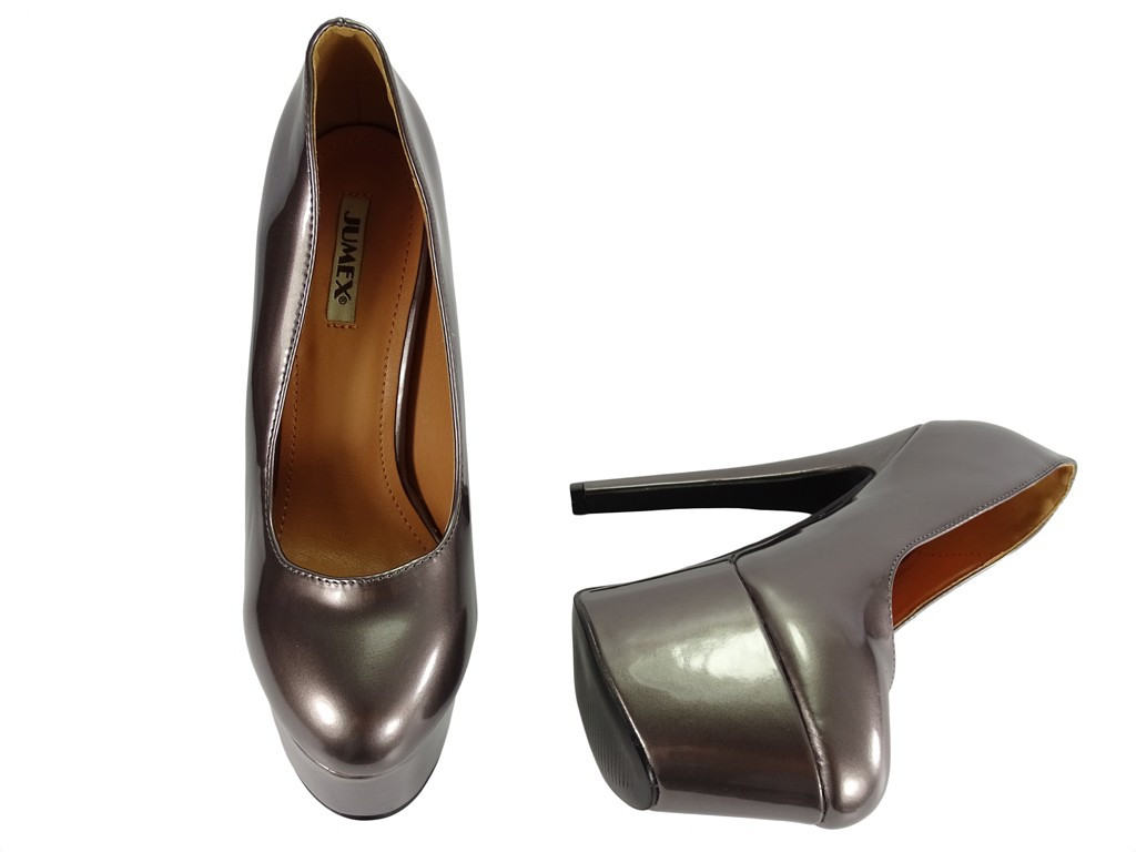 Stilettos à plateforme en graphite cuir écologique - 4