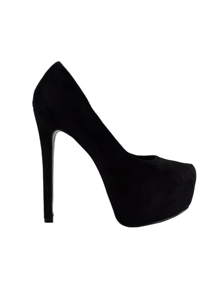 Sieviešu zamšādas melni stiletto papēži ar platformu - 1