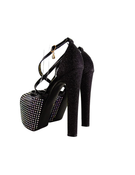 Schwarze Plateau-Stilettos mit Zirkonen - 2
